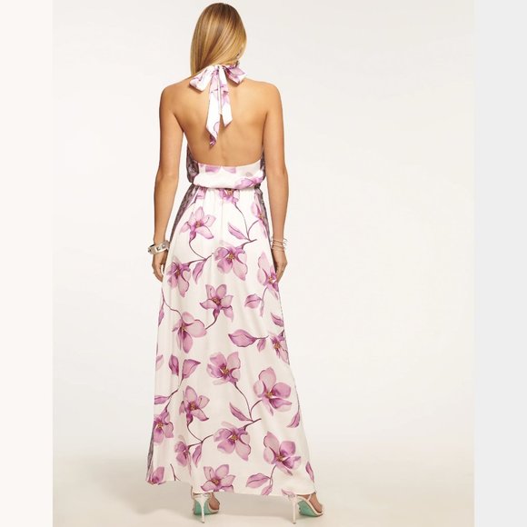 NEW Ramy Brook Size L Women's Elsie Halter Maxi Dress - Ivory Aloha - Picture 6 of 6